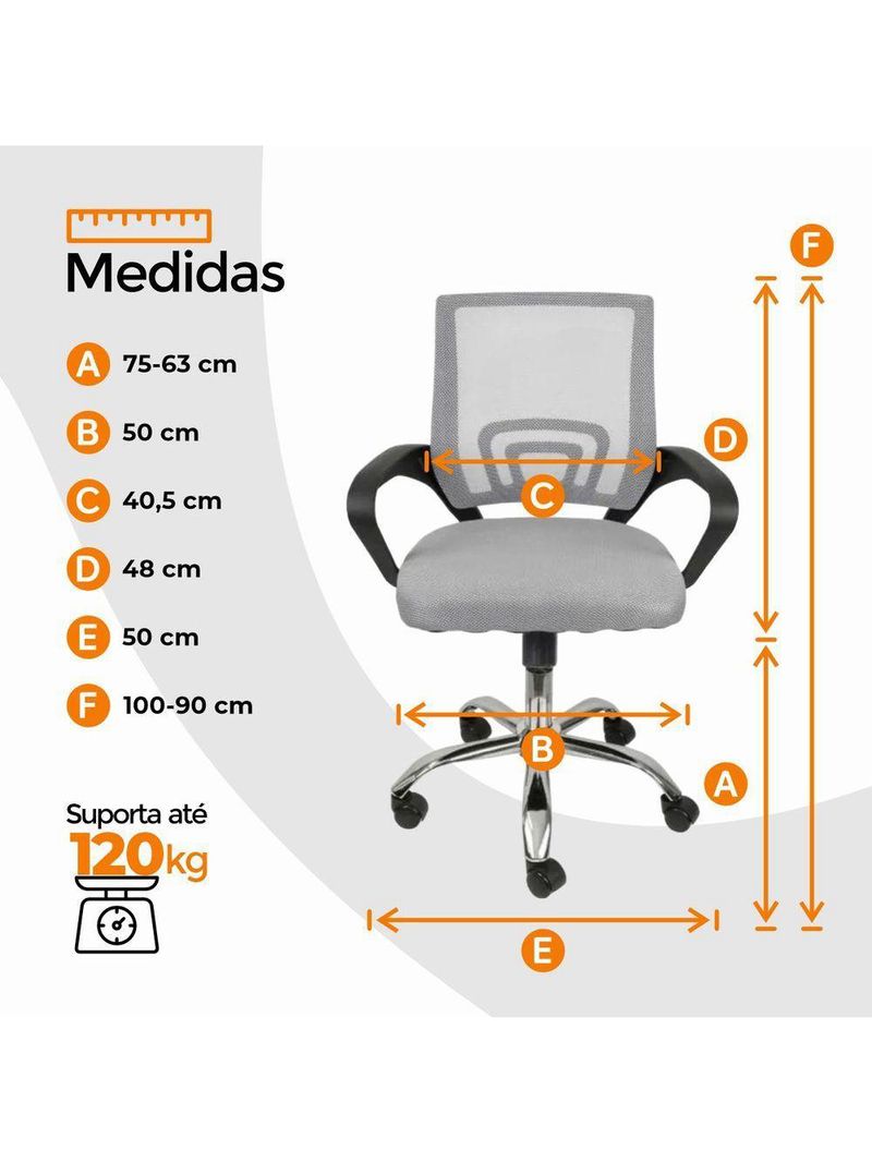 Kit 4 Cadeiras De Escritório Oficial Begonia Tela Mesh Ergonômica Cinza