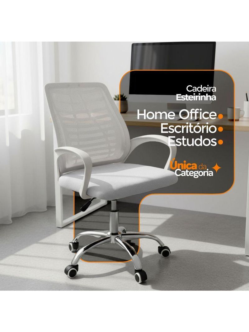 Kit 6 Cadeiras Escritório Oficial Esteirinha Tela Mesh Branc