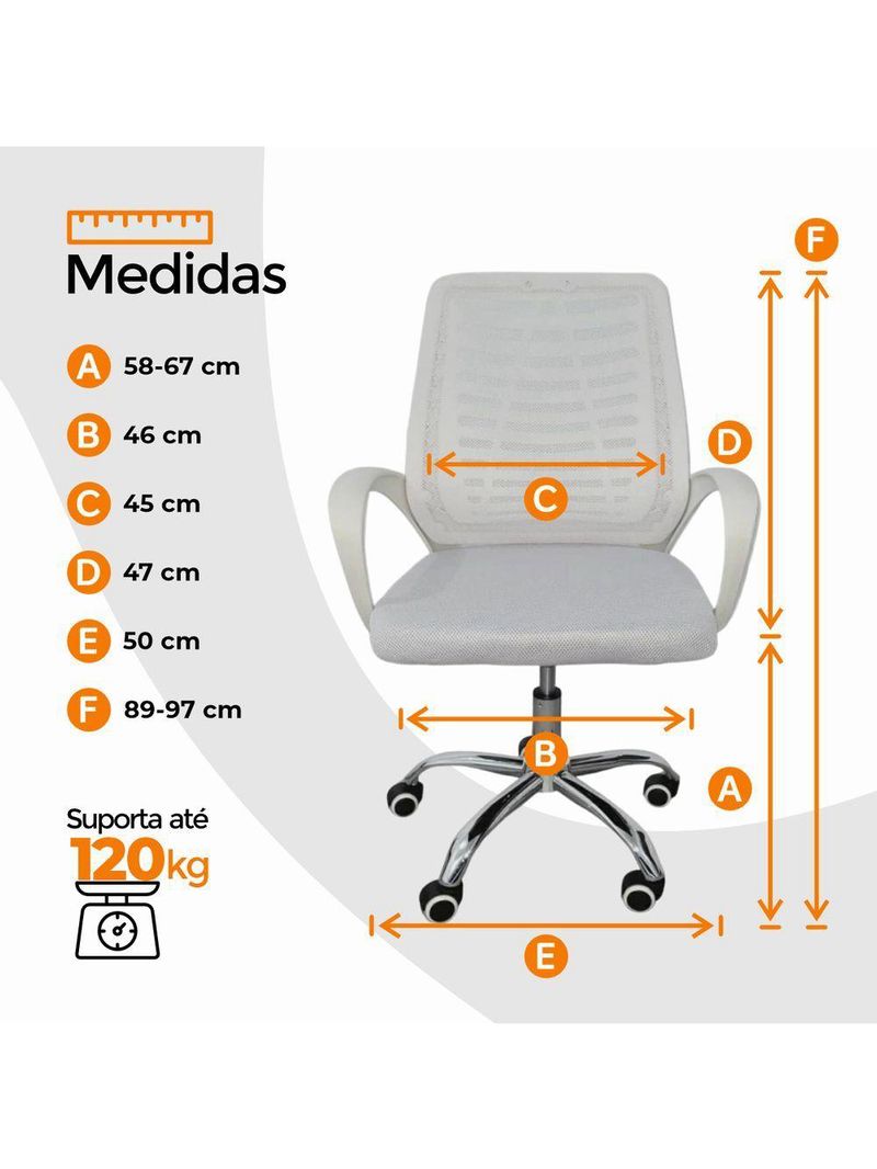 Kit 6 Cadeiras Escritório Oficial Esteirinha Tela Mesh Branc