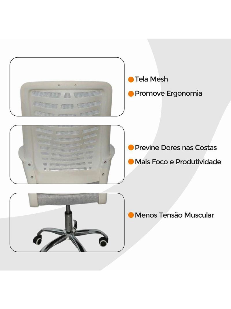 Cadeira De Escritório Esteirinha Mesh Ergonômica Giratória Branco
