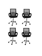 Kit 4 Cadeiras De Rodízios Tok Escritório Home Office Telinha Preto