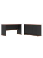 Conjunto Escritório Office Mesa E Buffet Verbena - Vianossa - Preto/ Preto/