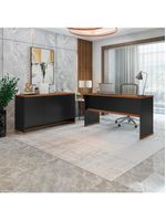 Conjunto Escritório Office Mesa E Buffet Verbena - Vianossa - Preto/ Preto/