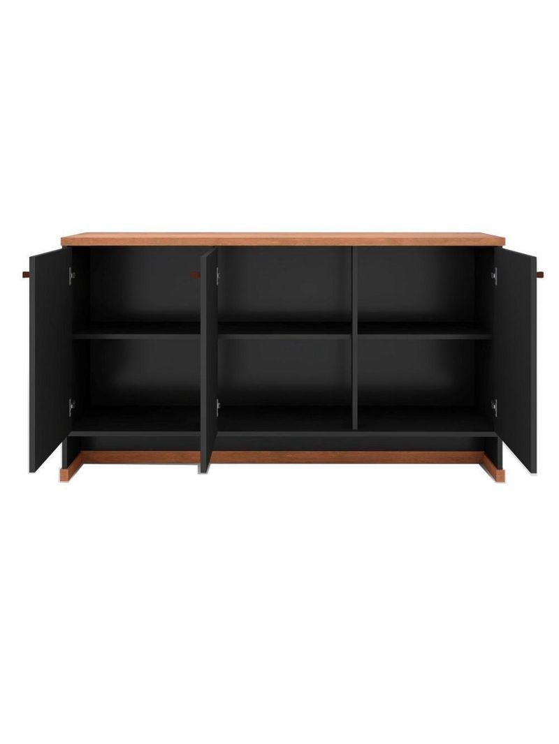 Conjunto Escritório Office Mesa E Buffet Verbena - Vianossa - Preto/ Preto/