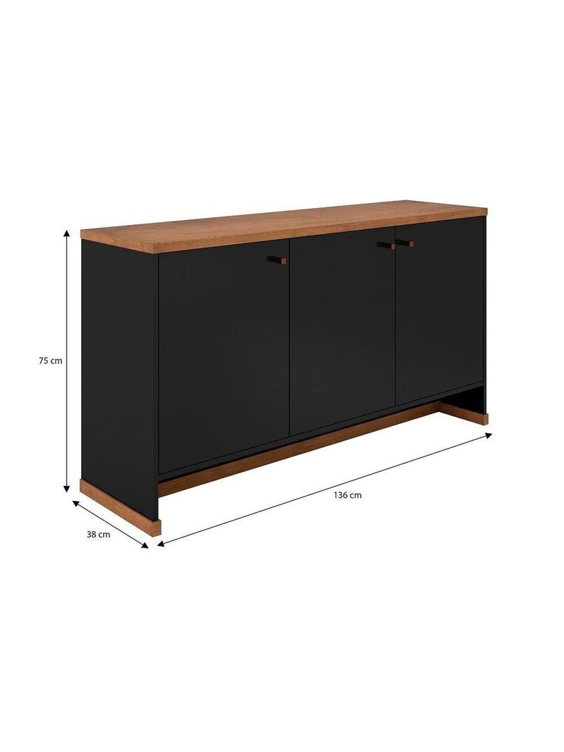 Conjunto Escritório Office Mesa E Buffet Verbena - Vianossa - Preto/ Preto/