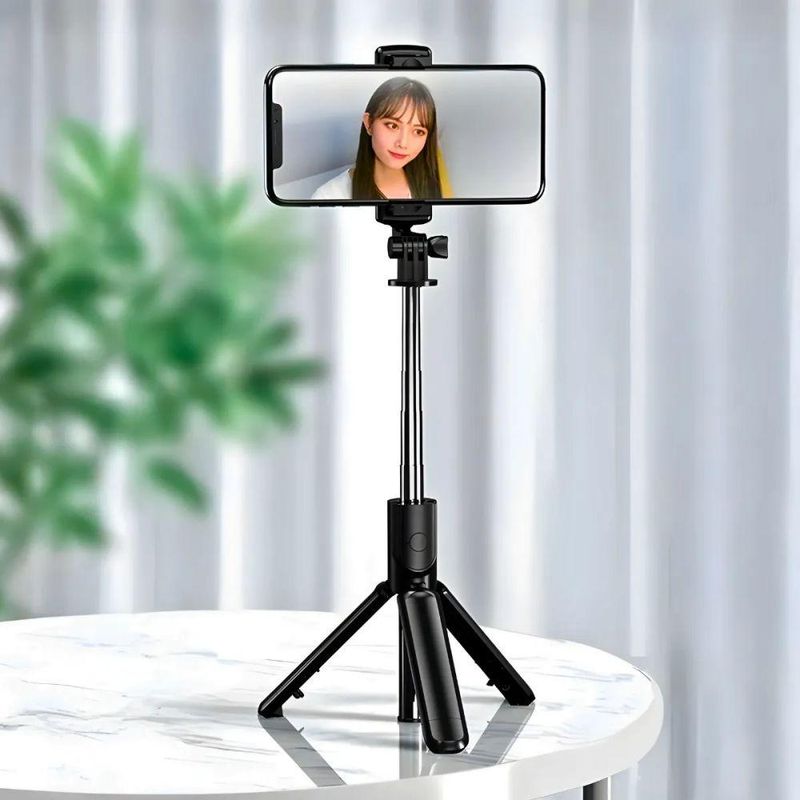 Bastão De Selfie Com Tripé Para Celular Com Controle Tripé Selfie Stick 360° Com Controle Bluetooth