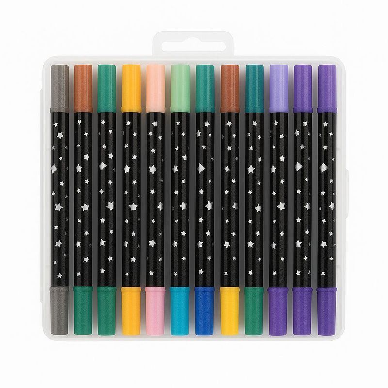 Canetas Para Colorir Com Glitter 2 Pontas Com 48 Cores Vibrantes