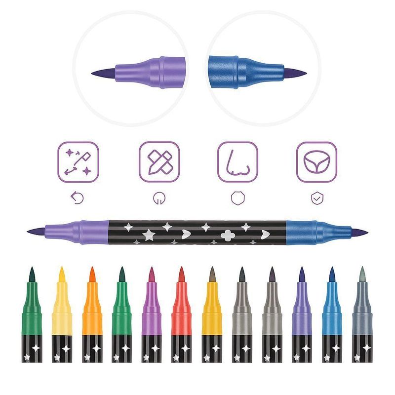 Canetas Para Colorir Com Glitter 2 Pontas Com 48 Cores Vibrantes