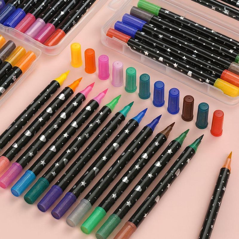 Canetas Para Colorir Com Glitter 2 Pontas Com 48 Cores Vibrantes
