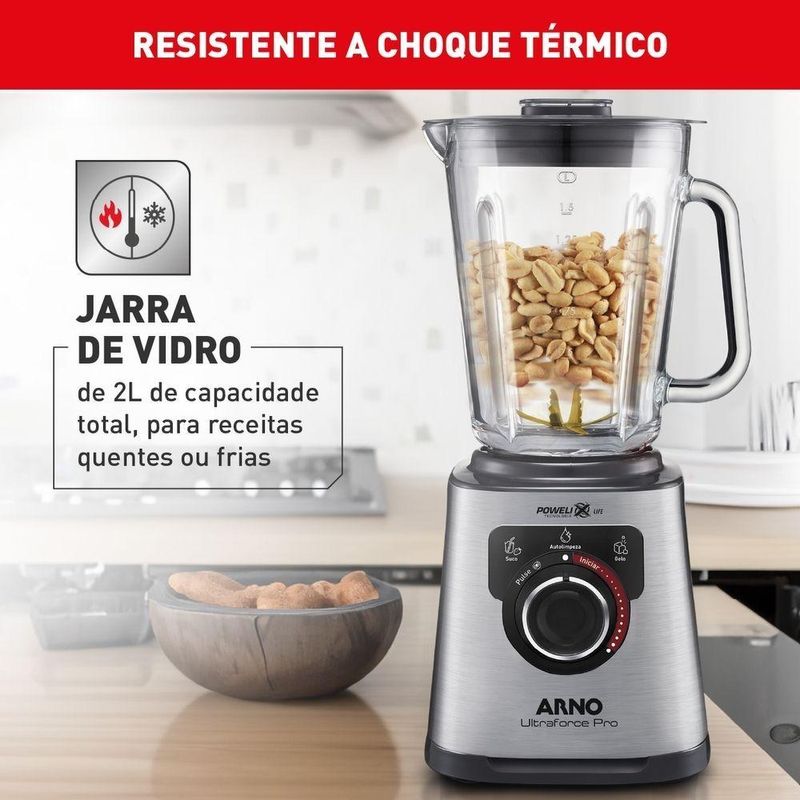 Liquidificador Arno LN93 Ultraforce Pro Inox Jarra de Vidro 2L 1100W 127V