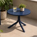 Mesa Redonda de Apoio Livy Aurah 60x43cm Azul Petróleo Polipropileno Plaxmetal
