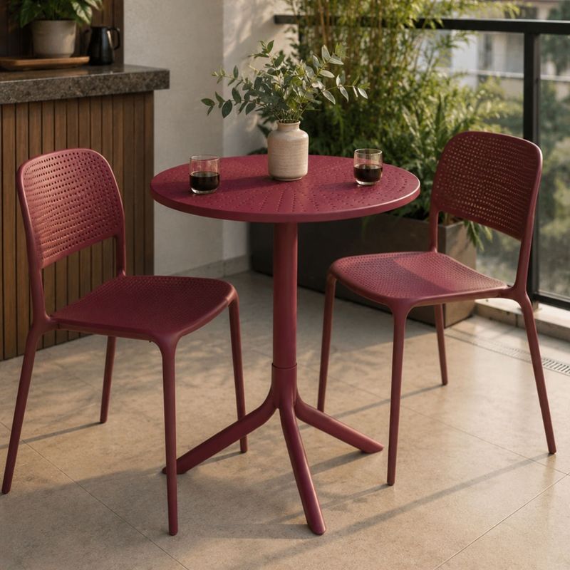 Mesa Redonda Livy Aurah 60x74,5cm Marsala em Polipropileno Plaxmetal