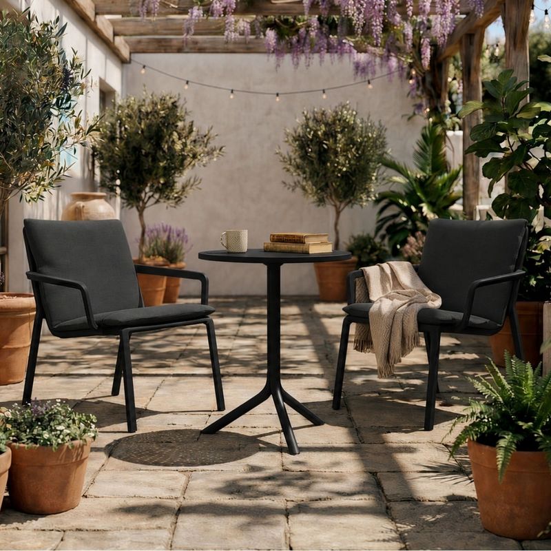 Mesa Redonda Livy Aurah 60x74,5cm Preto em Polipropileno Plaxmetal