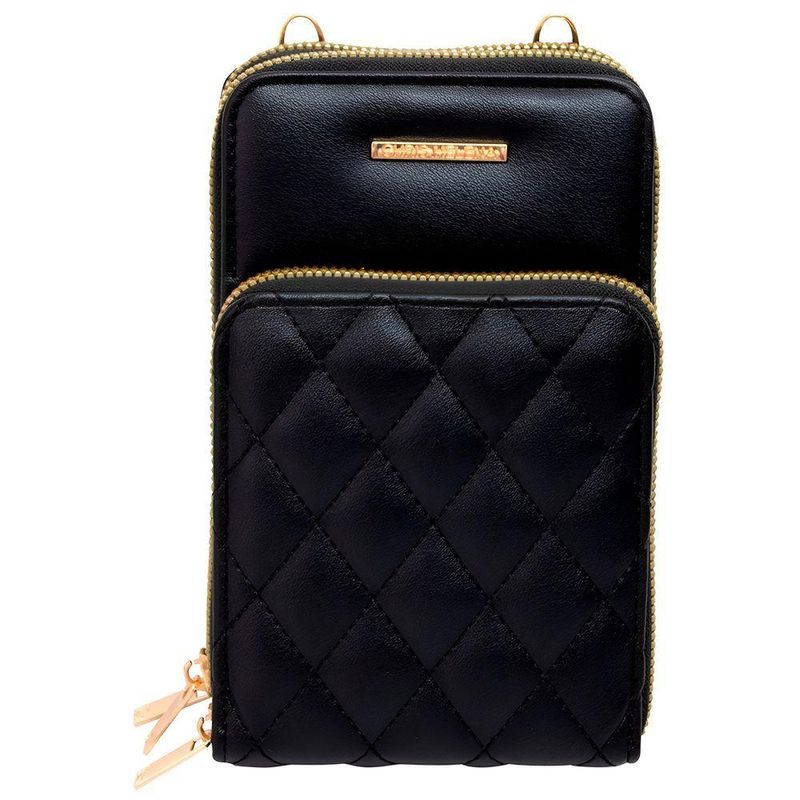 Bolsa Carteira Feminina Com Alça Textura Matelassê Preto