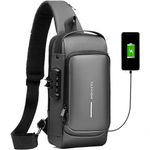Pochet Masculina De Ombro Antifurto Com Porta Usb E Couro Pu Impermeávelpreta - Preta