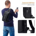 Pochet Masculina De Ombro Antifurto Com Porta Usb E Couro Pu Impermeávelpreta - Preta