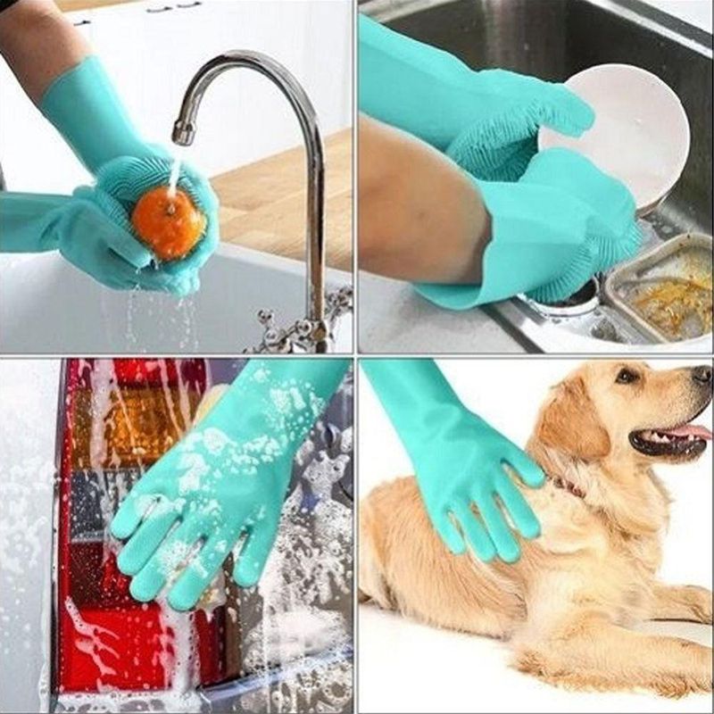Luva Esponja Multiuso Silicone Lava Louça Antibacteriana -  Substitui Esponja E Evita Germes