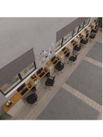 Conjunto De Escritório Tech 8 Livreiro 1 Buffet E 9 Mesas 90 - Off White E Cedro Off White E Cedro