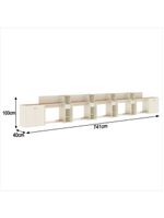 Conjunto De Escritório Tech 4 Livreiro 2 Buffet E 5 Mesas 90 - Off White E Cedro Off White E Cedro