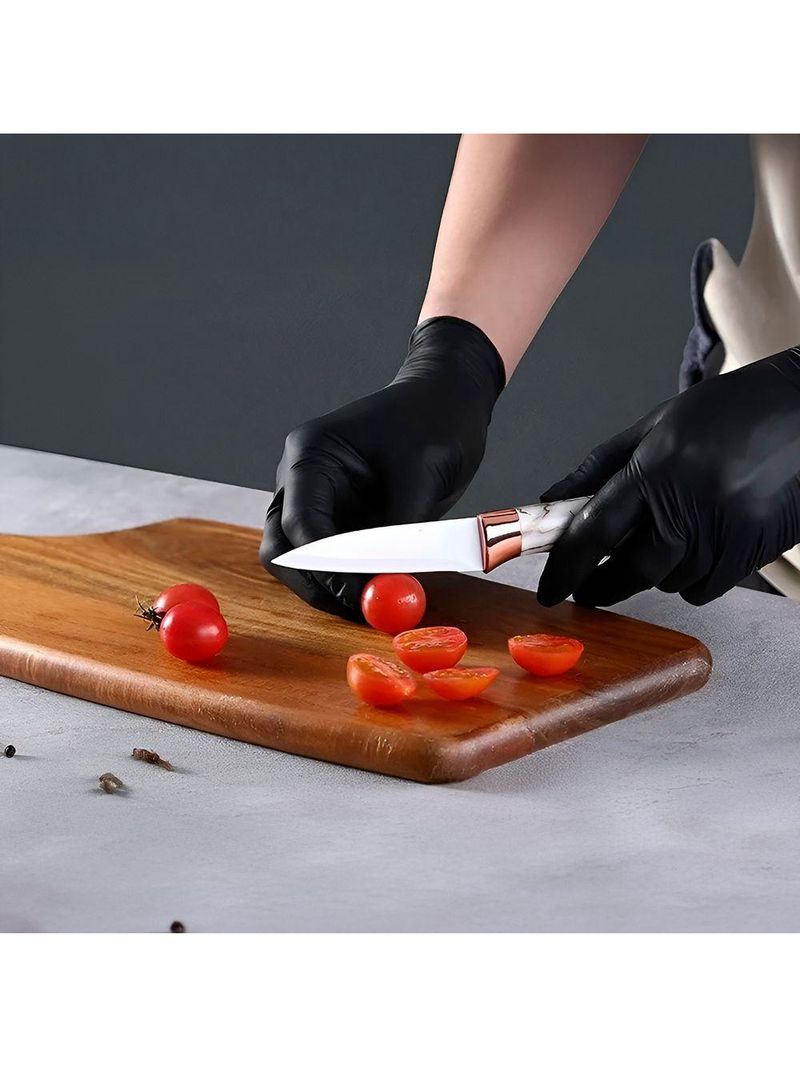 Conjunto 5 Facas Estilo Mármore Suporte Cozinha Utensílios - preto