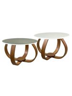 1/3 Conjunto Mesa De Centro E Lateral Pés Cebola Composê Espelhada Branco Branco