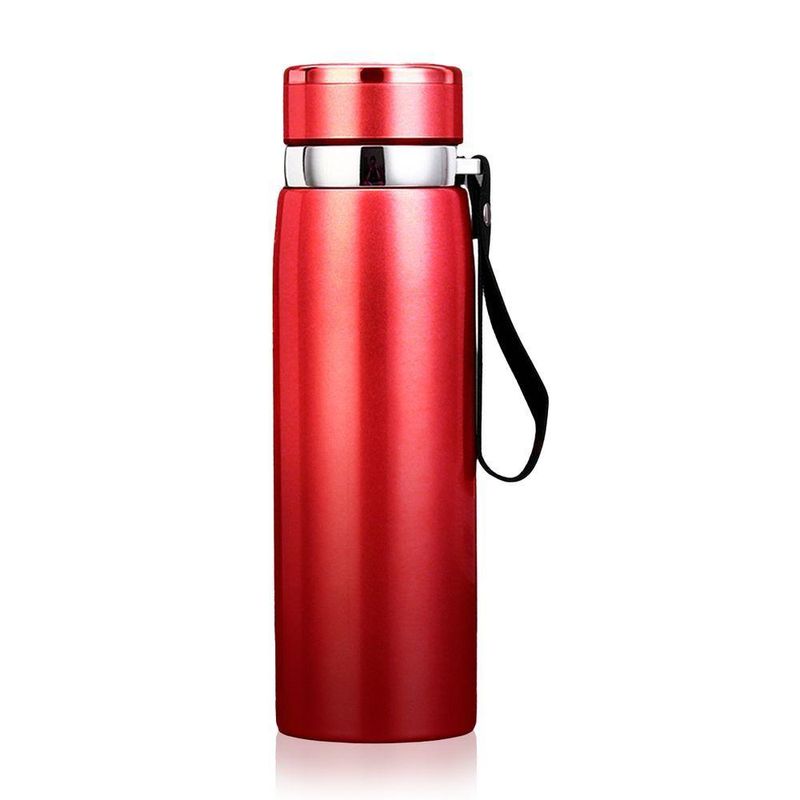 Garrafinha Térmica Aço Inox 1l água Gelada Quente C- Vedação Academia Trilha - Vermelho