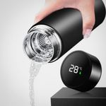 Garrafa Térmica Smart Com Indicador De Temperatura Led, Filtro Para Chá E Café, 12h De Conservação – 500ml - Azul