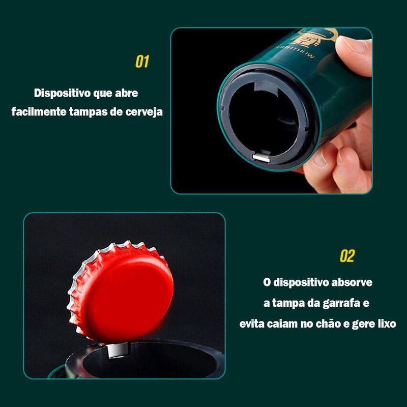 Abridor De Garrafa Magnetico Automatico - Abridor Automático Para Garrafas Verde