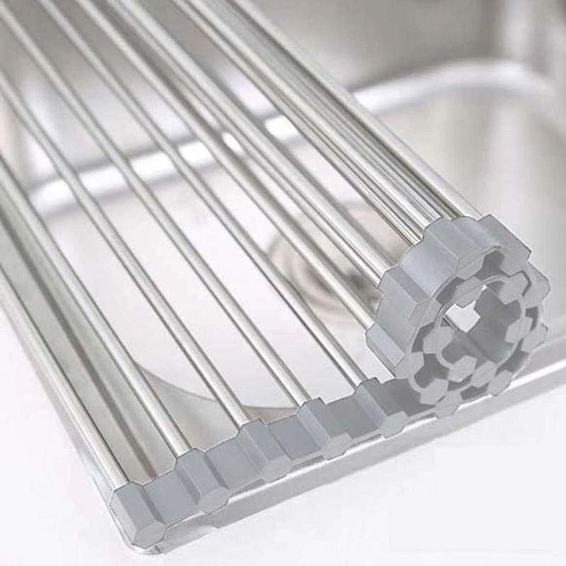 Escorredor De Pia Dobravel Portatil Aço Inox Tamanho:47x35 Xg - Compacto, Portátil E Prático