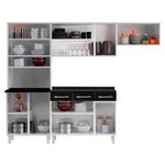 Armário De Cozinha Modulada Compacta De Aço 245cm Com Balcão Multimóveis Cr20528 Branco/Preto