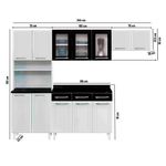 Armário De Cozinha Modulada Compacta De Aço 245cm Com Balcão Multimóveis Cr20528 Branco/Preto