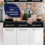 Armário De Cozinha Modulada Compacta De Aço 245cm Com Balcão Multimóveis Cr20528 Branco/Preto