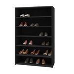 Sapateira Melice A01 0 Portas 6 Prateleiras 72CM MDF Preto para Quarto e Corredor