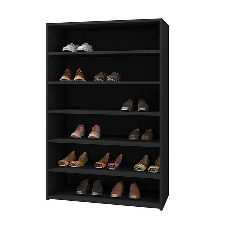 Sapateira Melice A01 0 Portas 6 Prateleiras 72CM MDF Preto para Quarto e Corredor