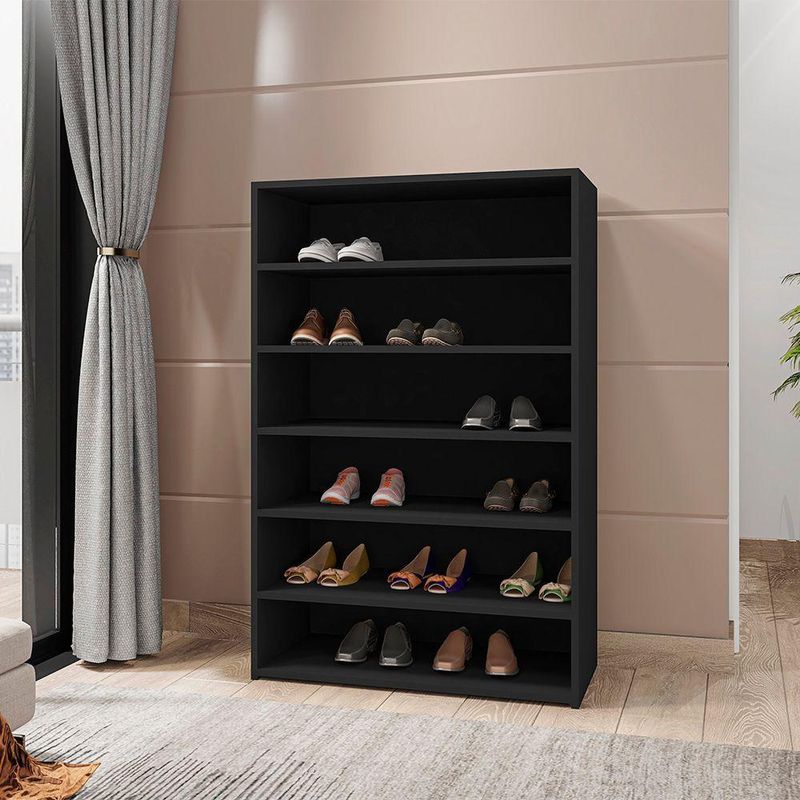 Sapateira Melice A01 0 Portas 6 Prateleiras 72CM MDF Preto para Quarto e Corredor