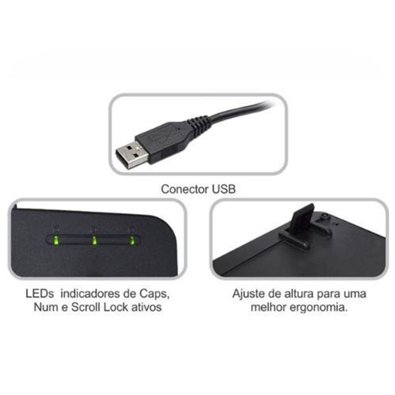 Teclado Kmex Padrão Abnt2, Usb, Preto - Km-3928u