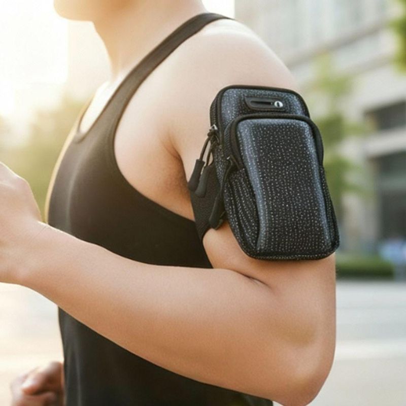 Bolsa De Braço Esportiva Multifuncional Para rida, Academia E Caminhada Com Zíper E Saída Para Fone