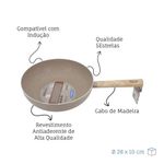 Frigideira Wok Antiaderente Marble Indução ø28cm Cabo De Madeira