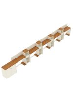 Conjunto De Escritório Tech 4 Livreiro 1 Buffet E 5 Mesas 90 - Off White E Cedro Off White E Cedro