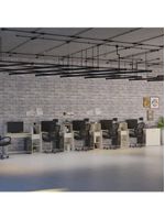Conjunto De Escritório Tech 4 Livreiro 1 Buffet E 5 Mesas 90 - Off White E Cedro Off White E Cedro