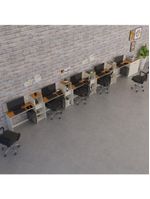Conjunto De Escritório Tech 4 Livreiro 1 Buffet E 5 Mesas 90 - Off White E Cedro Off White E Cedro
