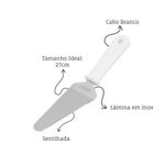 Espátula Para Bolo Inox Com Serra Profissional 27x6cm Cabo Branco