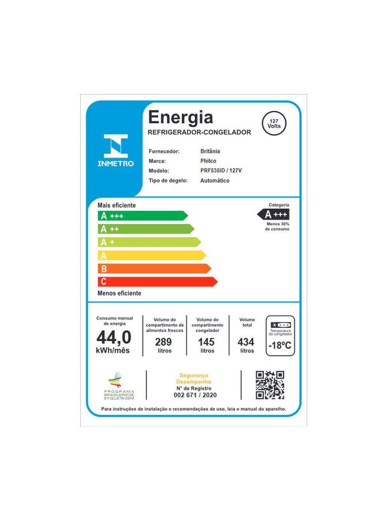 Geladeira 434L Philco Smart Cooling Side By Side PRF535ID 110V