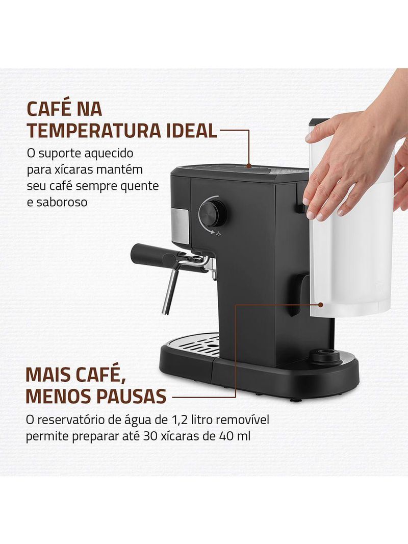 Cafeteira Espresso Dolce Crema 20 Bar Mondial Preto/inox 1200W - C-21-E-CNP 110V