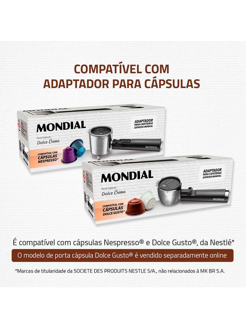 Cafeteira Espresso Dolce Crema 20 Bar Mondial Preto/inox 1200W - C-21-E-CNP 110V