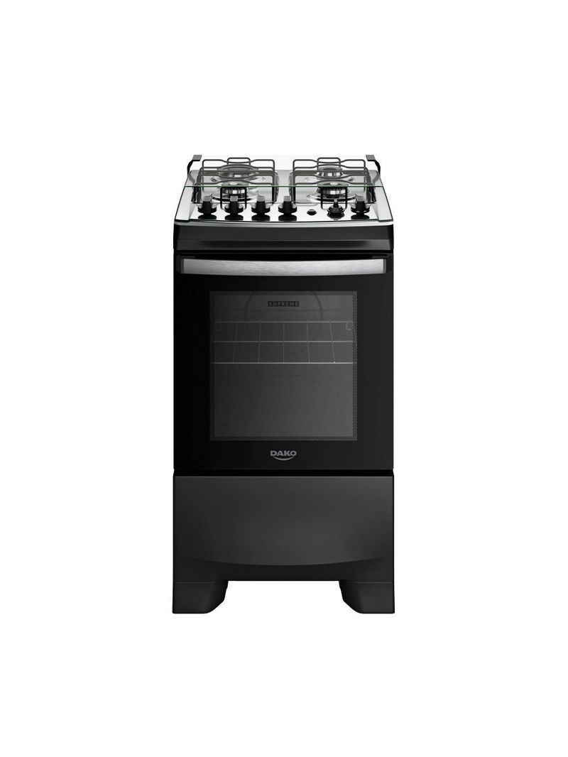 Fogão 4 Bocas Dako Supreme Mesa de Inox e Timer Bivolt - Preto