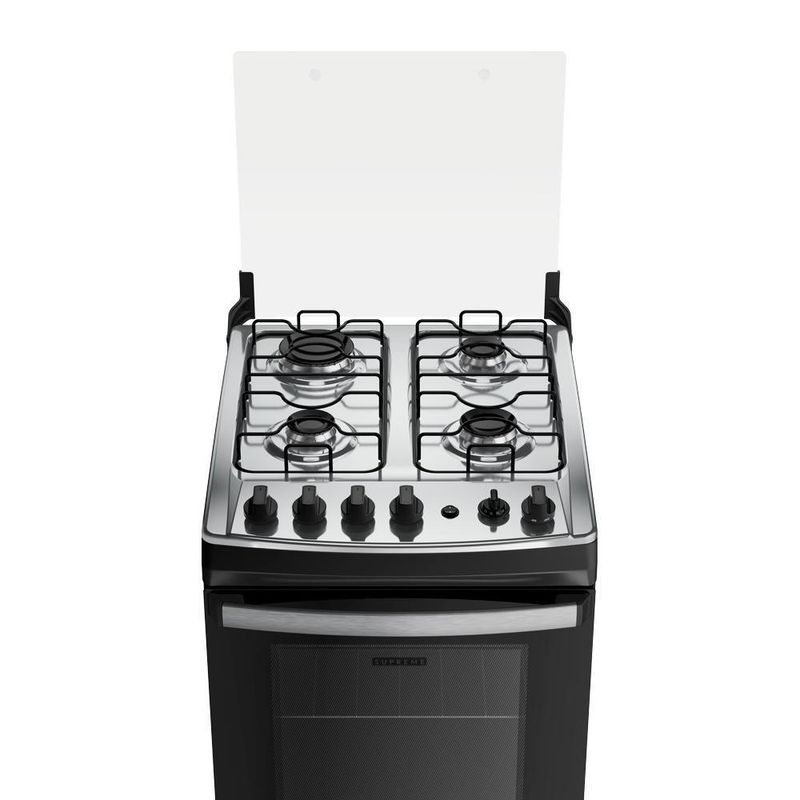 Fogão 4 Bocas Dako Supreme Mesa de Inox e Timer Bivolt - Preto