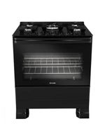 Fogão Mueller 5 Bocas Com Mesa De Vidro E Grades De Ferro Preto Bivolt