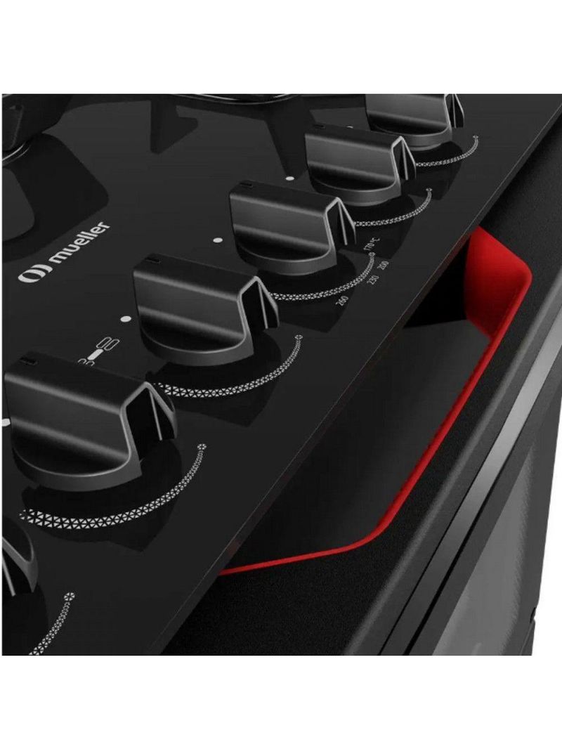Fogão Mueller 5 Bocas Com Mesa De Vidro E Grades De Ferro Preto Bivolt