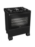 Fogão Mueller 5 Bocas Com Mesa De Vidro E Grades De Ferro Preto Bivolt
